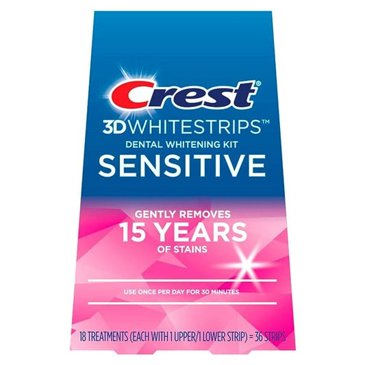 Crest 3D Whitestrips for Sensitive Teeth, Teeth Whitening Strip Kit, 36 Strips (18 Treatments)