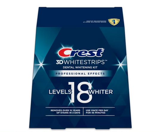 Crest 3D Level 18 Whitestrips Brilliance White Teeth Whitening Kit, 40 Strips (20 Treatments)