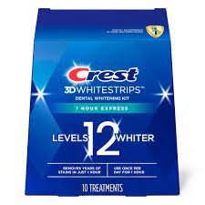 Crest 3D Whitestrips, Levels 12 Whiter Kit, 1 Hour Express - 20 Strips (10 Treatments)